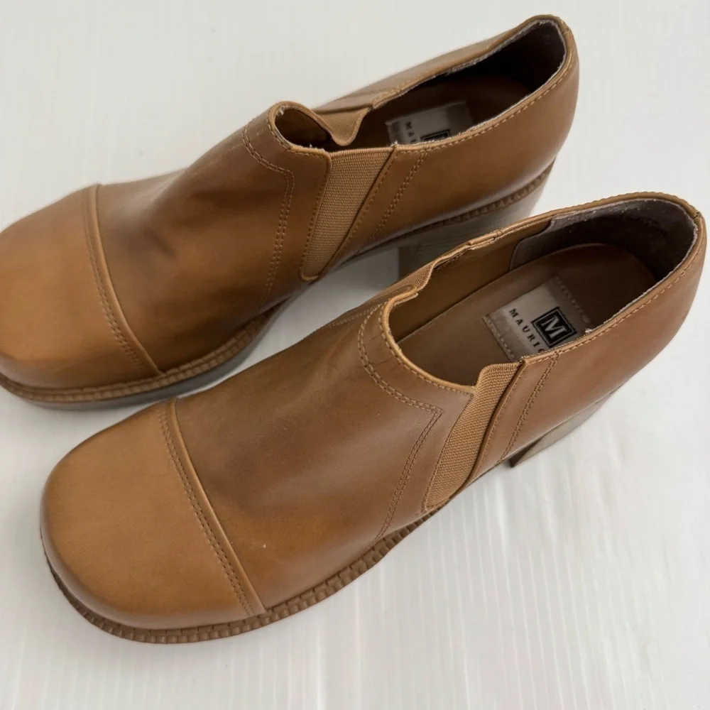 Vintage Maurices y2k Tan Block Heel platform faux leather size 9